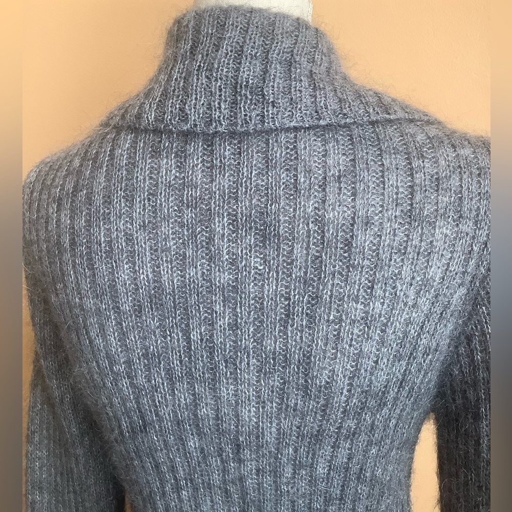 MODA INTERNATIONAL Vintage Mohair Blend Ribbed Duster Cardigan Gray M - Picture 6 of 14